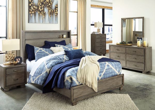 Picture of Arnett - Gray King Bookcase Bed