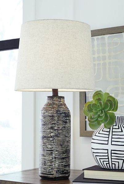 Picture of Mahima - Black & White Paper Pair of Table Lamps