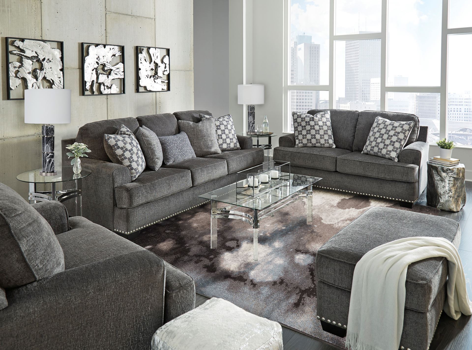 Locklin - Carbon Ottoman | Kimbrell's Furniture
