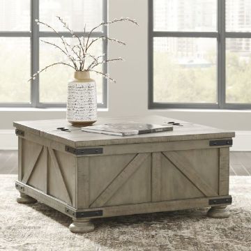 Show details for Aldwin - Gray Cocktail Table with Lift Top Picture of Aldwin - Gray Cocktail Table with Lift Top