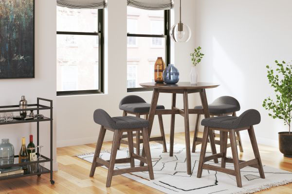 Picture of Lyncott - Center Height Table W/ 4 Charcoal Chairs