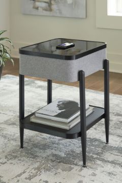 Show details for Jorvalee - Gray & Black Accent Table with Speakers Picture of Jorvalee - Gray & Black Accent Table with Speakers