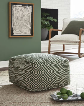 Show details for Abacy - Green & Ivory Pouf Picture of Abacy - Green & Ivory Pouf