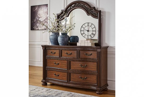 Picture of Lavinton - Cherry Brown 7-Drawer Dresser & Mirror