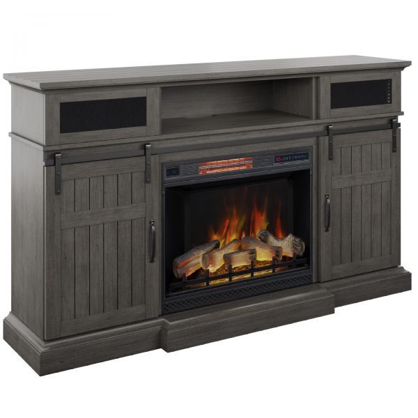 Picture of Manning - 68" Gray TV Stand With Fireplace