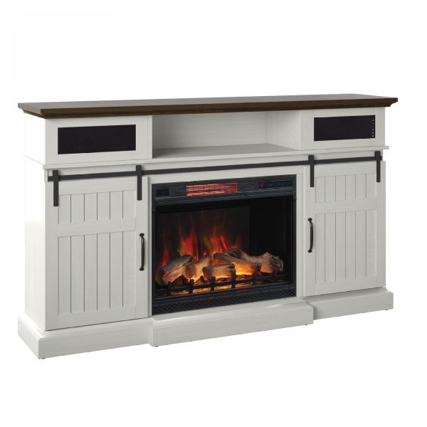 Picture of Manning - 68" White TV Stand With Fireplace