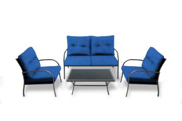 Show details for Outdoor Sofa Set - Blue 4 Piece Set Picture of Outdoor Sofa Set - Blue 4 Piece Set