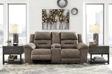 Show details for Stoneland - Fossil Reclining Loveseat with Console Picture of Stoneland - Fossil Reclining Loveseat with Console