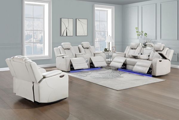 Picture of Radiant - Gray Power Reclining Sofa with Drop Down Table
