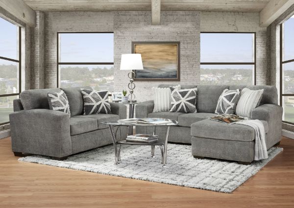 Picture of Posh Grey - Sofa W/ Chaise & Ottoman