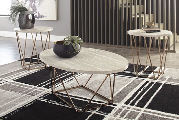 Picture of Tarica - Two-Tone Faux Marble 3pc Table Set