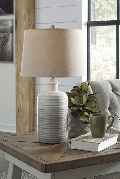 Picture of Marnina - Taupe Ceramic Pair of Table Lamps