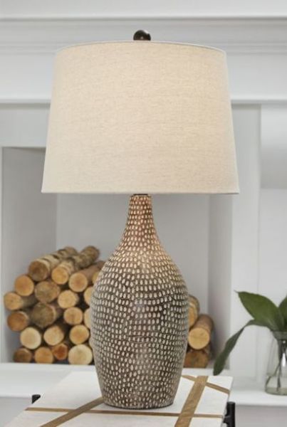 Picture of Laelman - Brown & Beige Pair of Table Lamps