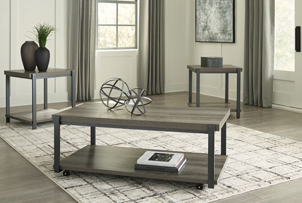 Picture of Wilmaden - Gray & Black 3pc Table Set