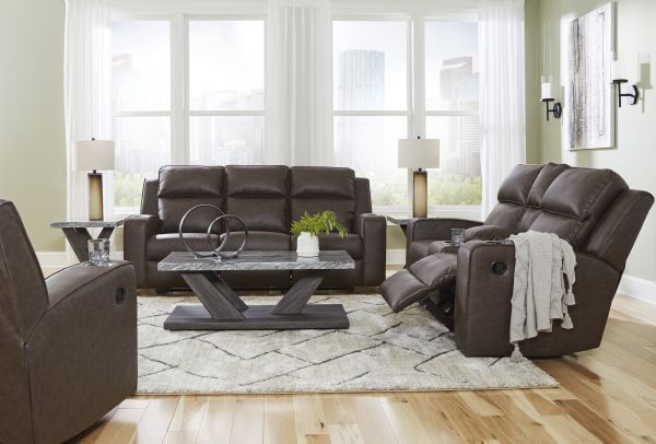 Picture of Lavenhorne - Umber Reclining Sofa with Drop-Down Table