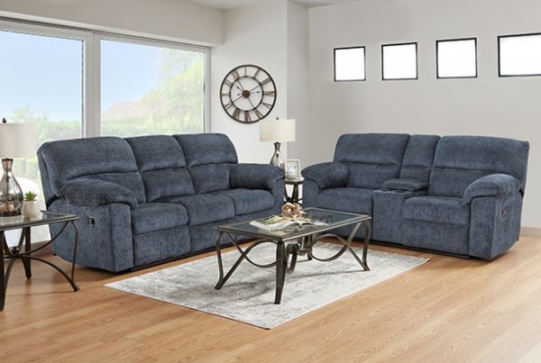 Picture of Wow - Navy Reclining Loveseat with Console