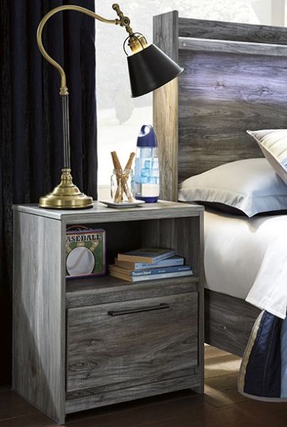 Picture of Baystorm - Gray 1-Drawer Nightstand with USB