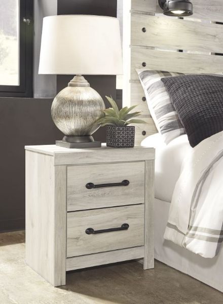 Picture of Cambeck - White 2-Drawer Nightstand with USB