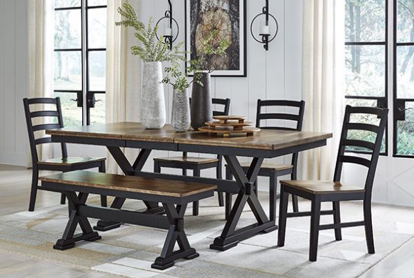 Picture of Wildenauer - Brown/Black 6PC Dining Set