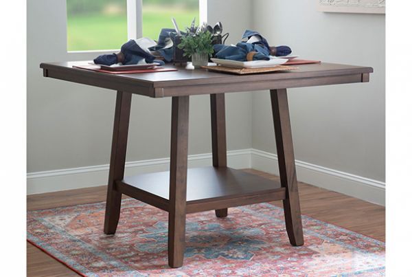 Picture of Seneca - Brown Counter Height Dining Table with Lazy Susan