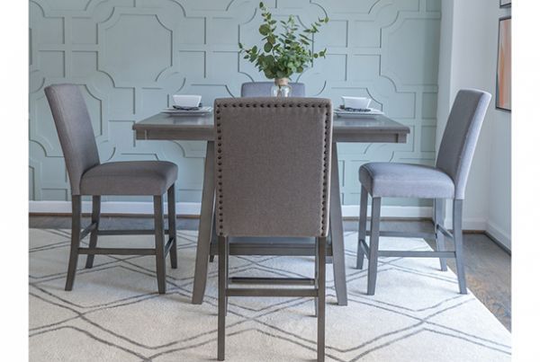 Picture of Seneca - Gray Dining Room Counter Height Table with Lazy Susan