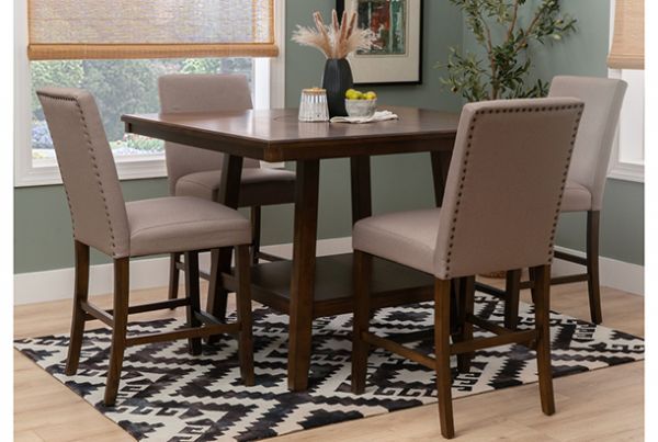 Picture of Seneca - Brown 5PC Counter Height Dining Set with Lazy Susan
