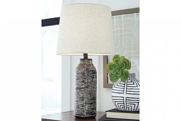 Picture of Mahima - Black & White Paper Pair of Table Lamps