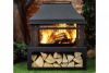 Picture of Metal - Black Wood Burning Fire Pit with Log Storage