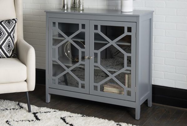 Picture of Fetti - Gray Accent Cabinet with Glass Doors
