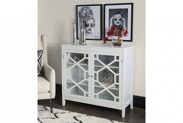 Picture of Fetti - White Accent Cabinet with Glass Doors