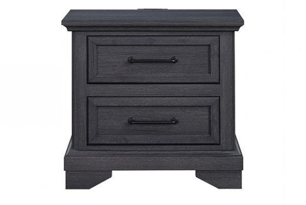 Picture of Colville - Black 2-Drawer Nightstand with USB