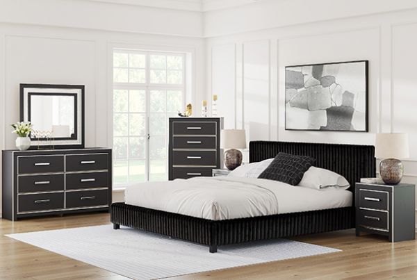 Picture of Zuraleus - Black Queen Upholstered Bed