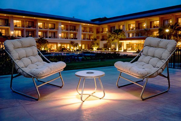 Picture of Metal - Beige 3PC Bistro Set with Solar Light