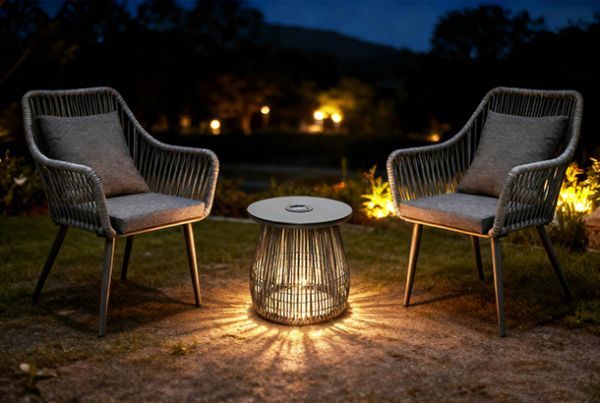 Picture of Outdoor - Gray 3PC Bistro Set with Solar Light