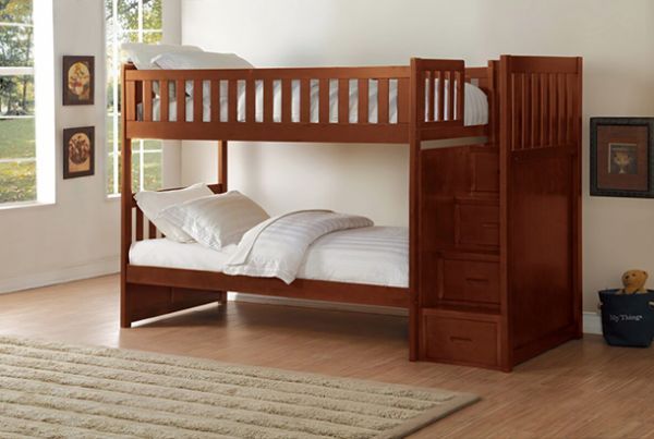 Picture of Rowe - Cherry Twin Over Twin Step Bunk Bed