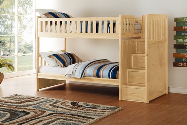 Picture of Bartly - Natural Twin Over Twin Step Bunk Bed