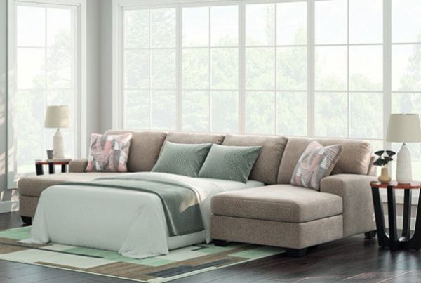 Picture of Newellen - Hemp 3PC Sectional Sleeper with Double Chaise