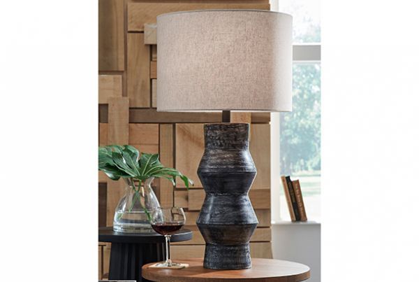 Picture of Kerbert - Black Terracotta Table Lamp